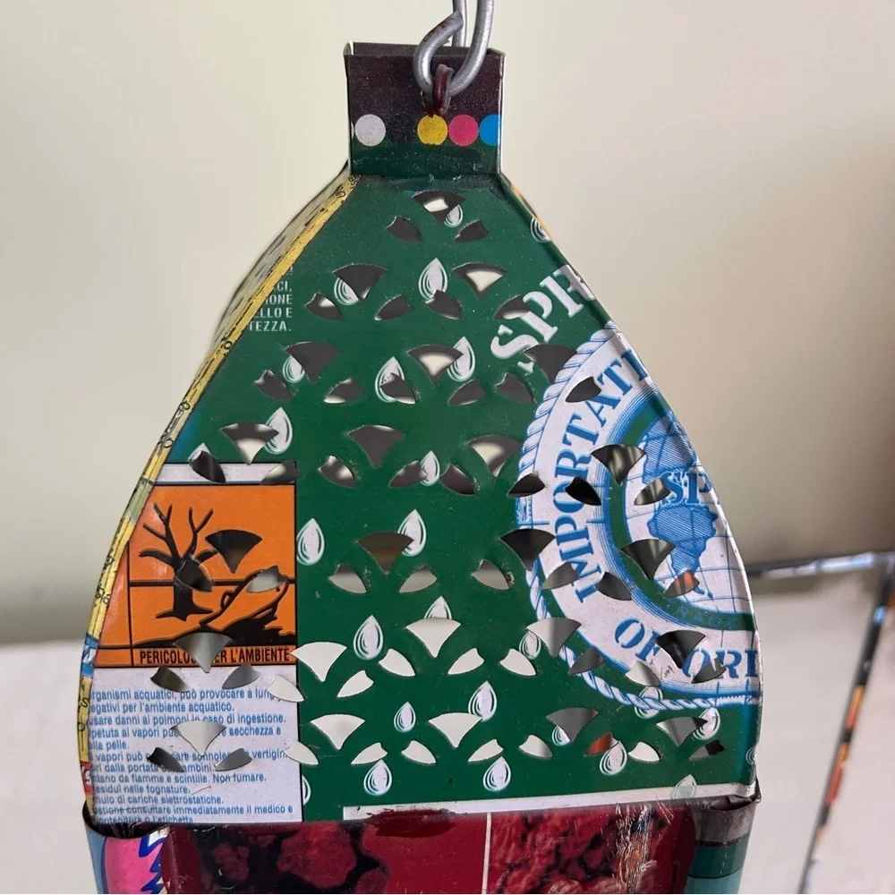 Urban Outfitters Y2K Colorful Upcycled Metal Lantern • Pierced Tin •